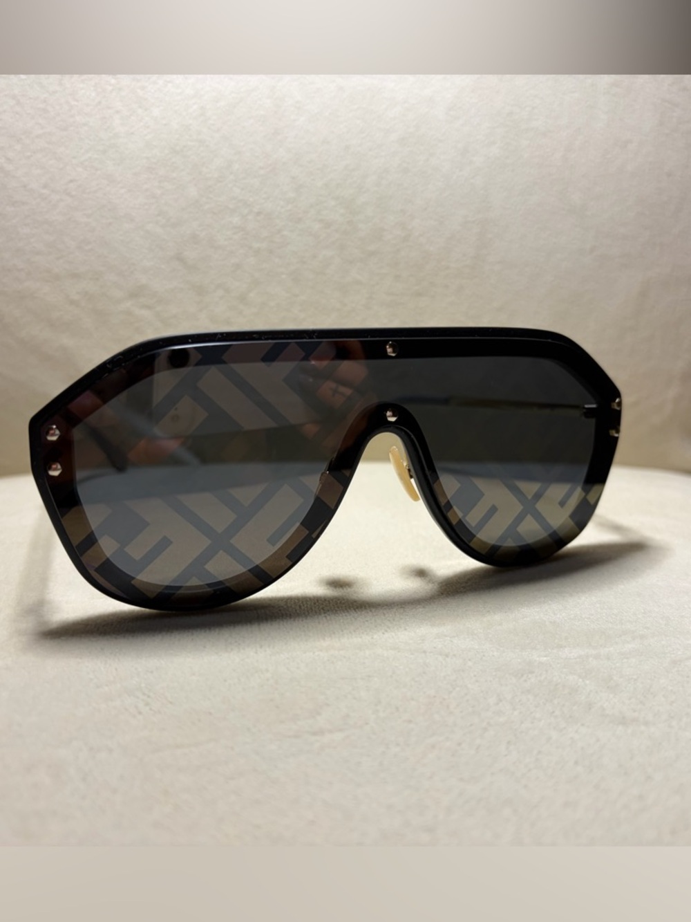 Fendi Oversized Shield Sunglasses in Black with Gray Gradient Lenses